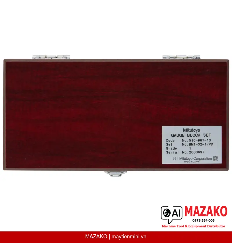 Bộ Căn Mẫu Mitutoyo 516-940-10 Hệ Mét 112 Block Cấp 2 Thép