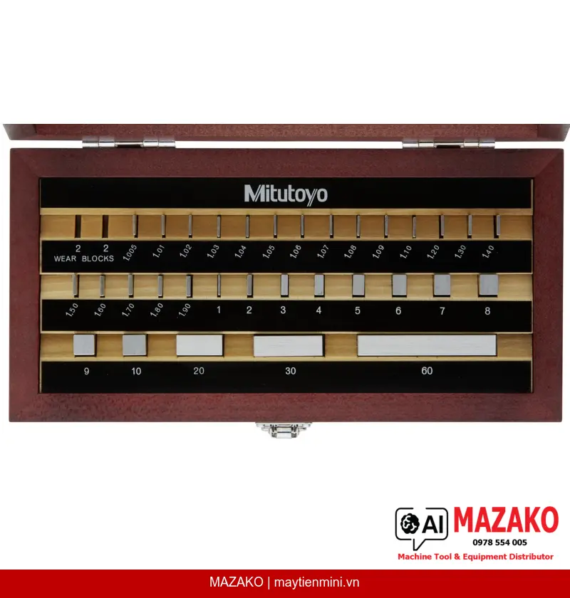 Bộ Căn Mẫu Mitutoyo 516-966-10 – 32 Block Cấp Chính Xác 0, Thép, Chứng Chỉ ISO