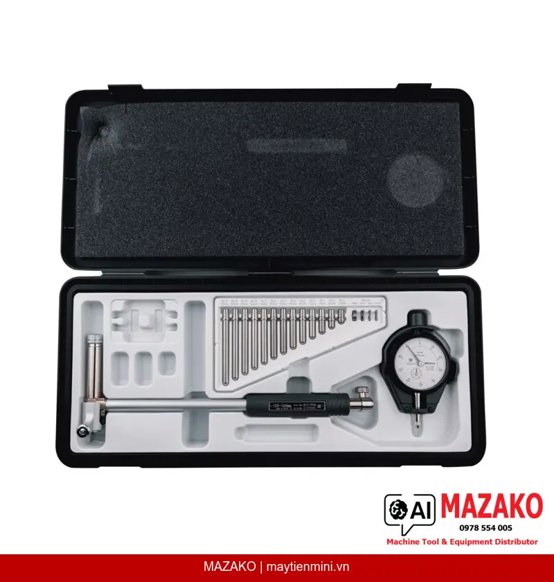 Đồng hồ đo lỗ 2 điểm Mitutoyo 511-714-20, phạm vi 100–160 mm