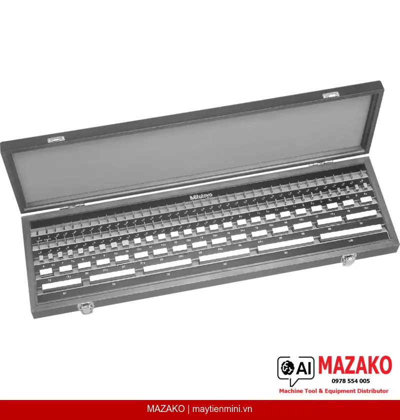 Bộ Căn Mẫu Mitutoyo 516-599-10 Hệ Mét 122 Khối Cấp 2 Thép