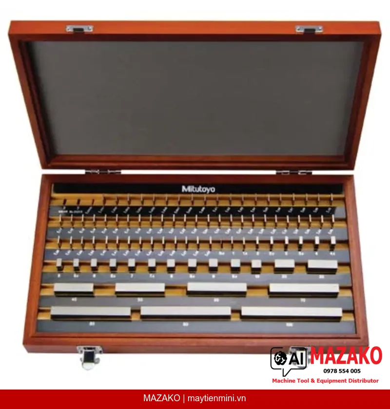 Bộ Căn Mẫu Mitutoyo 516-956-10 Hệ Mét 56 Khối Cấp Chính Xác 2 Chứng Chỉ ISO