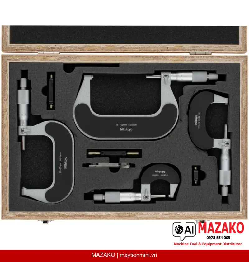 Bộ Panme Đo Ngoài Mitutoyo 102-911-40 (4 cái, 0-100 mm)