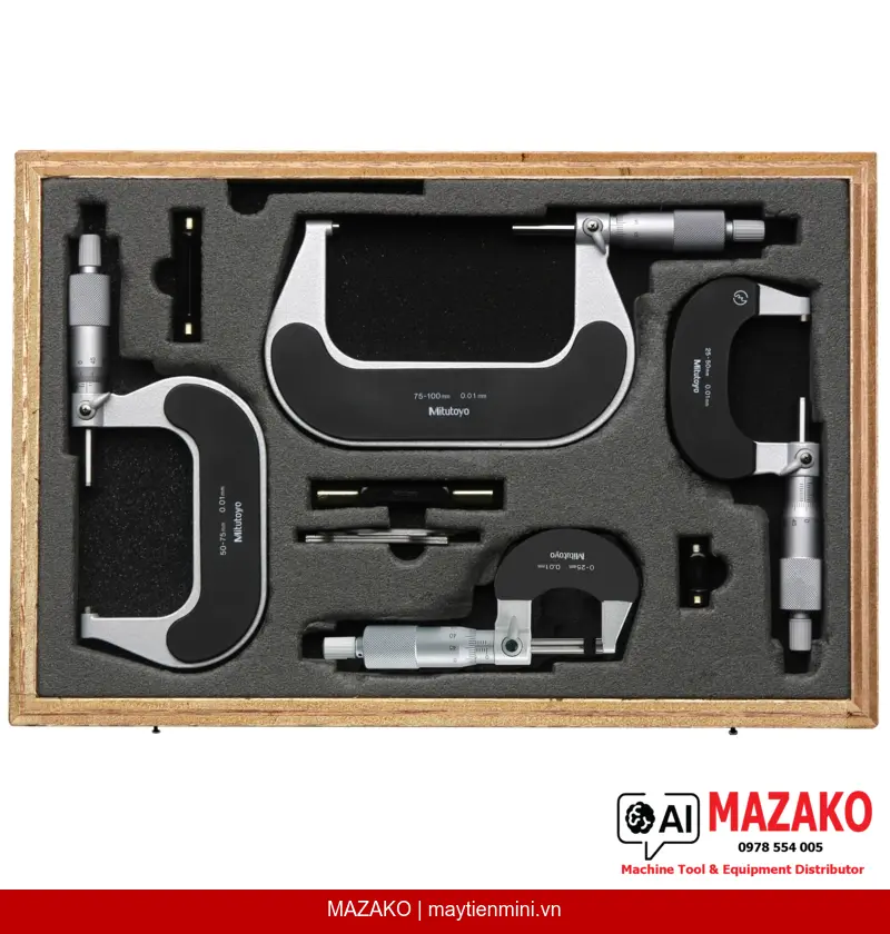Bộ Panme Đo Ngoài Mitutoyo 102-911-40 (4 cái, 0-100 mm)
