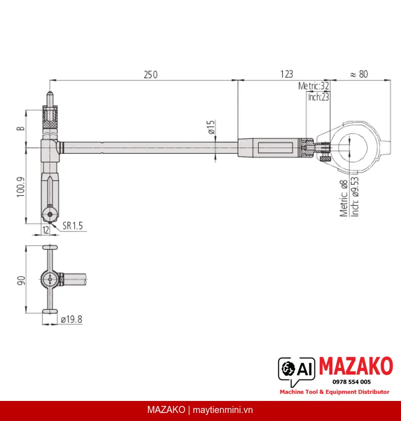 Đồng Hồ Đo Lỗ Mitutoyo 511-726 (250–400 mm)