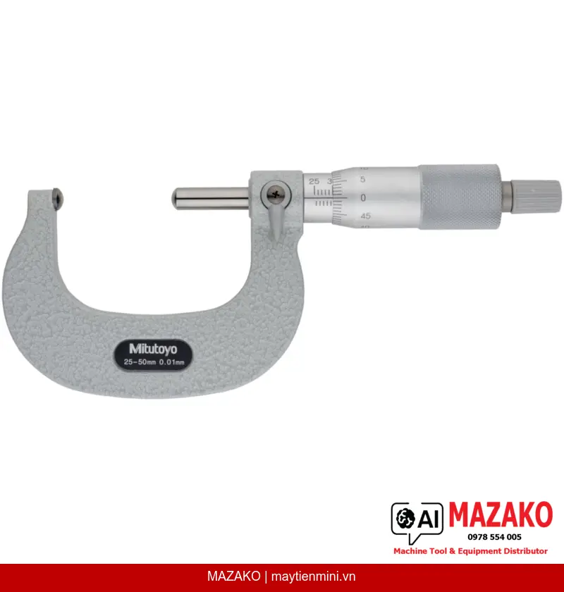 Panme đo thành ống Mitutoyo 115-216 – Đầu đo cầu, Phạm vi 25–50 mm
