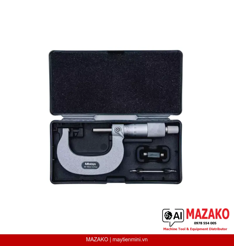 Panme đo thành ống Mitutoyo 115-216 – Đầu đo cầu, Phạm vi 25–50 mm