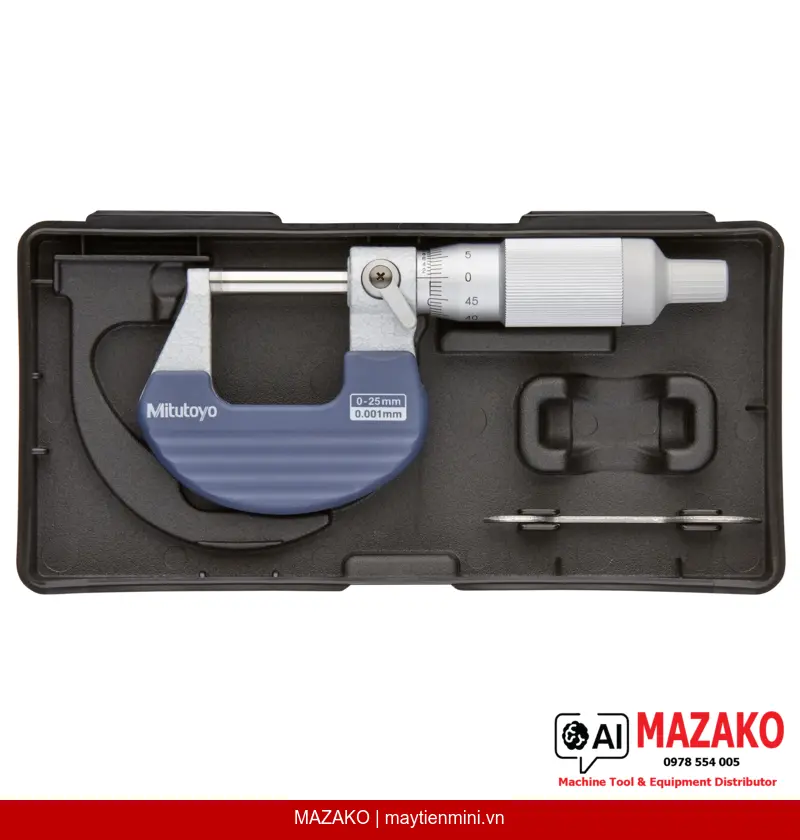Panme Đo Ngoài Cơ Khí Mitutoyo 102-707 (0-25mm, Độ Chia 0,001mm)