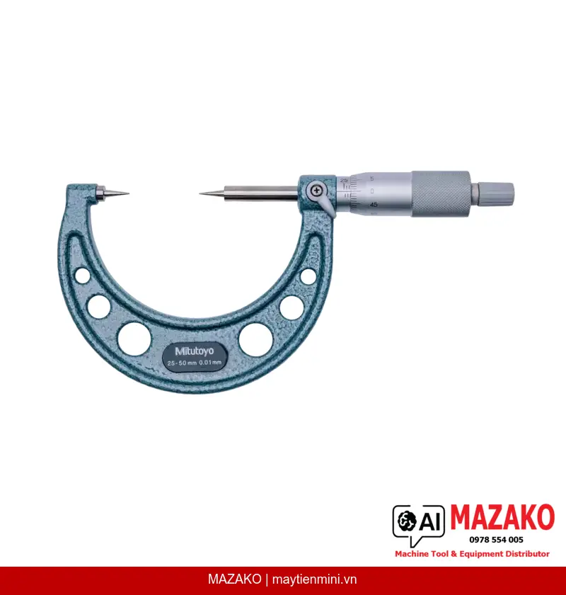 Panme Đo Ngoài Đầu Nhọn Carbide Mitutoyo 112-166 (25-50 mm)