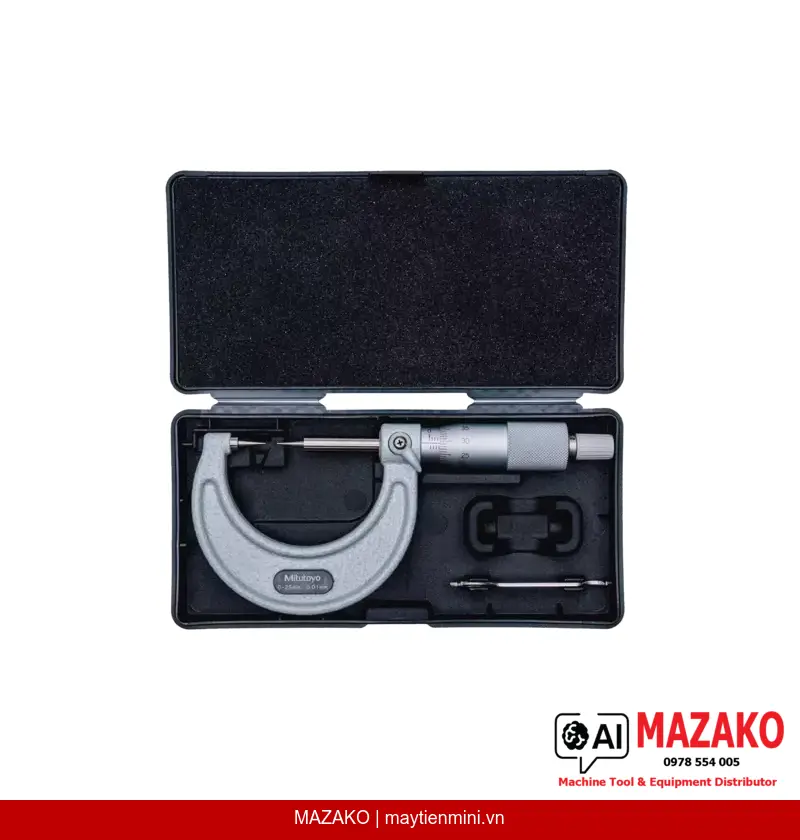 Panme Đo Ngoài Đầu Nhọn Carbide Mitutoyo 112-165 (0-25mm)