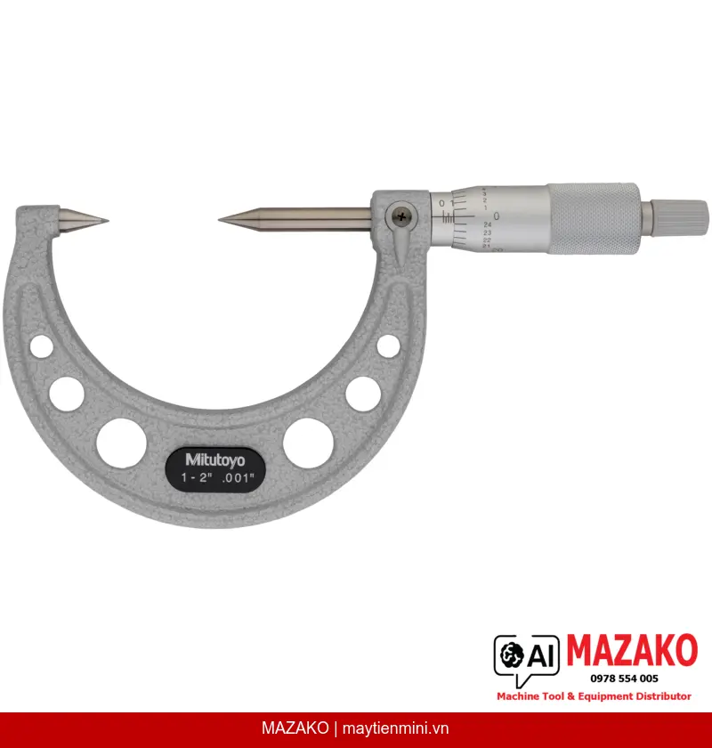 Panme Đo Ngoài Mũi Nhọn Đầu Carbide Mitutoyo 112-238 (1–2 inch)