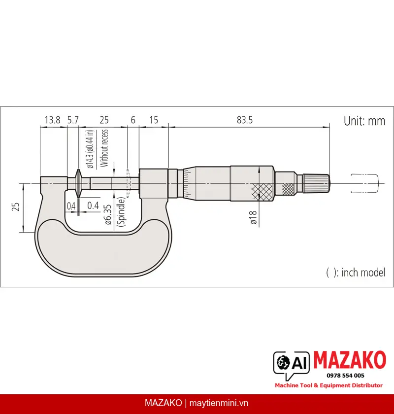 Panme Đĩa Đầu Đo Không Xoay Mitutoyo 169-103-10