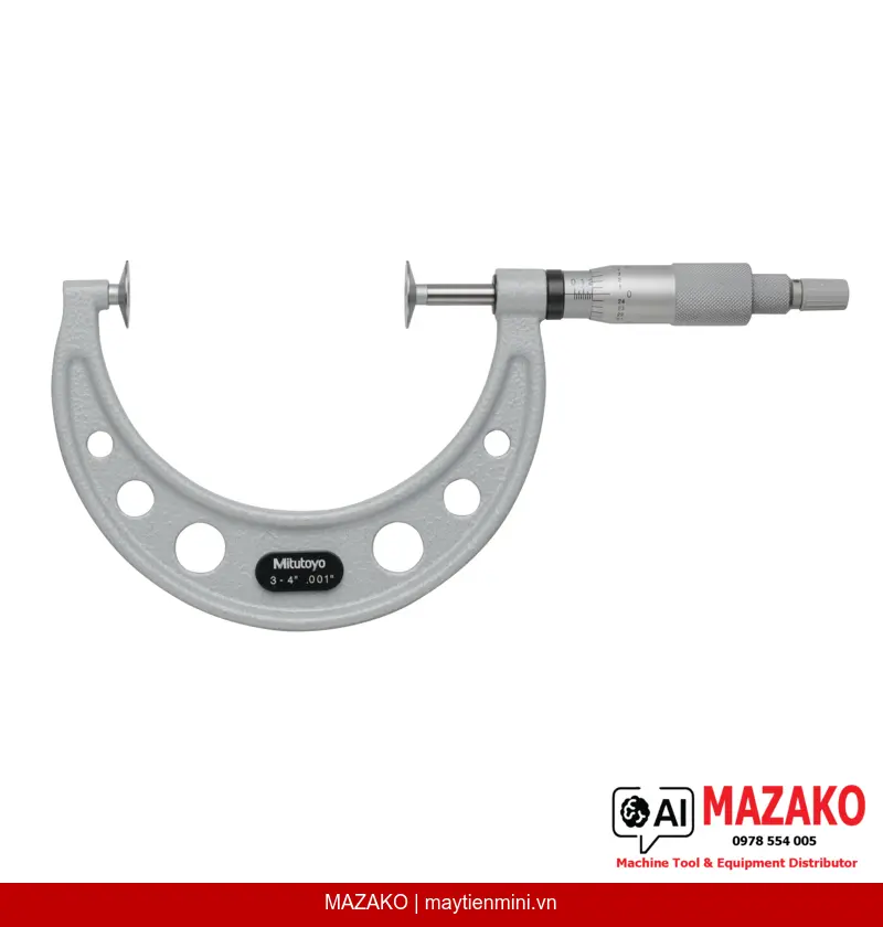 Panme đĩa đầu đo không xoay Mitutoyo 169-208-10 (3-4 inch)