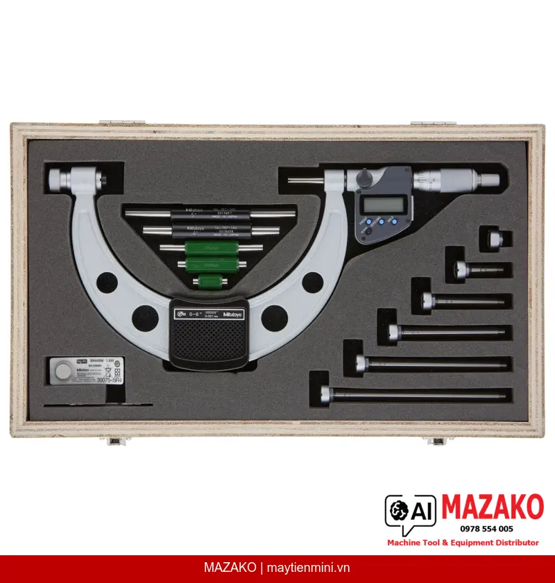 Panme điện tử Mitutoyo 340-351-30 đo ngoài, đe thay thế, dải 0-150mm/0-6 inch