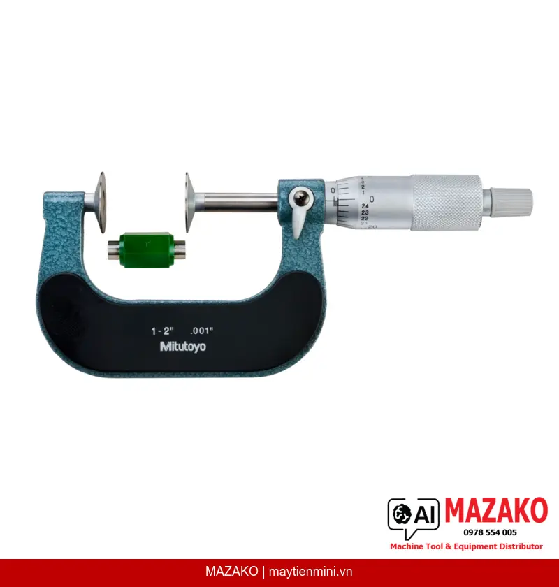 Panme Đo Răng Đĩa Mitutoyo 123-126 – Đĩa Thép Cứng, Phạm Vi 1–2 inch