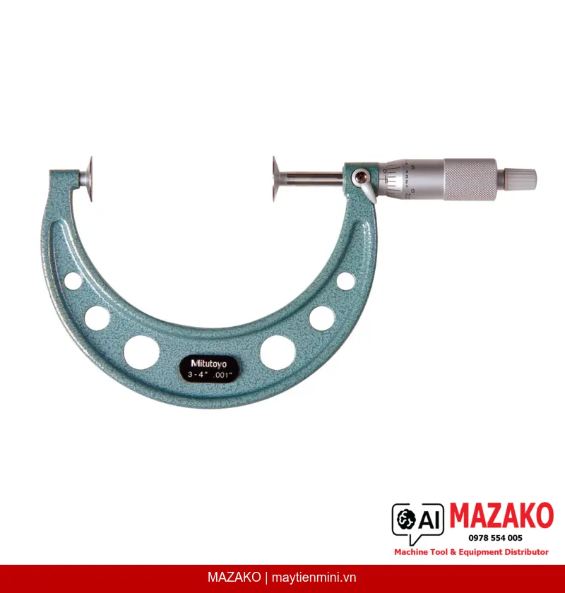 Panme Đo Răng Bánh Răng Mitutoyo 123-128 – Đĩa Thép Cứng, Phạm Vi 3–4\
