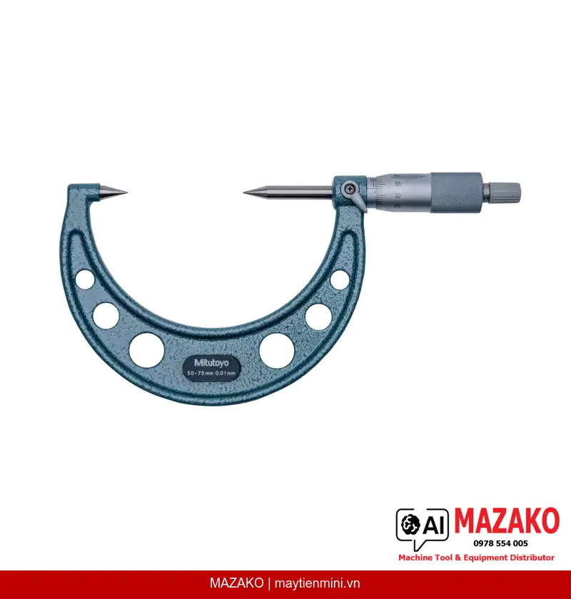 Panme Đo Ngoài Đầu Nhọn Carbide Mitutoyo 112-215 (50-75mm)