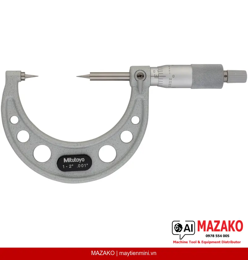 Panme Đo Ngoài Đầu Nhọn Carbide Mitutoyo 112-190 (1-2 inch)