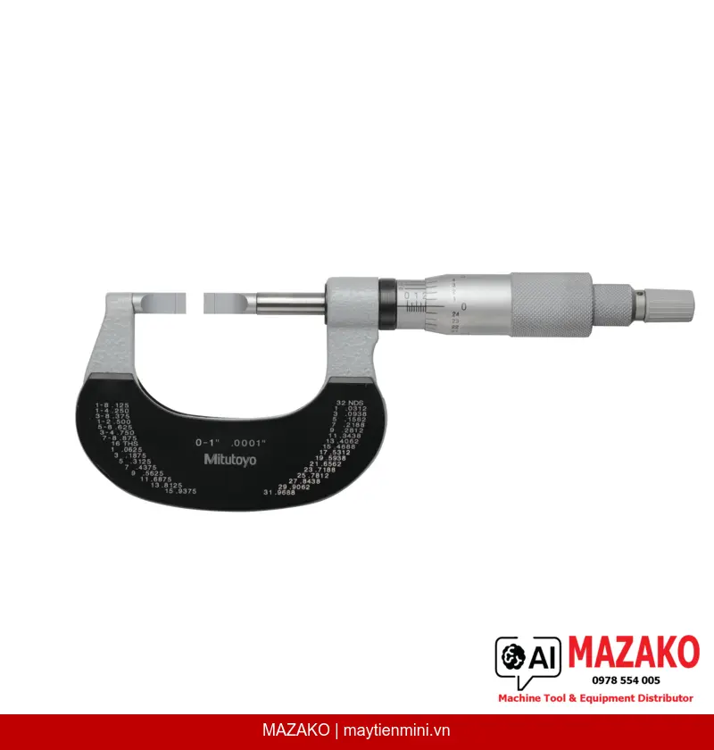 Panme Lưỡi Dao Thép Cứng Mitutoyo 122-135-10 (BLM-1) – Đo Rãnh Trục
