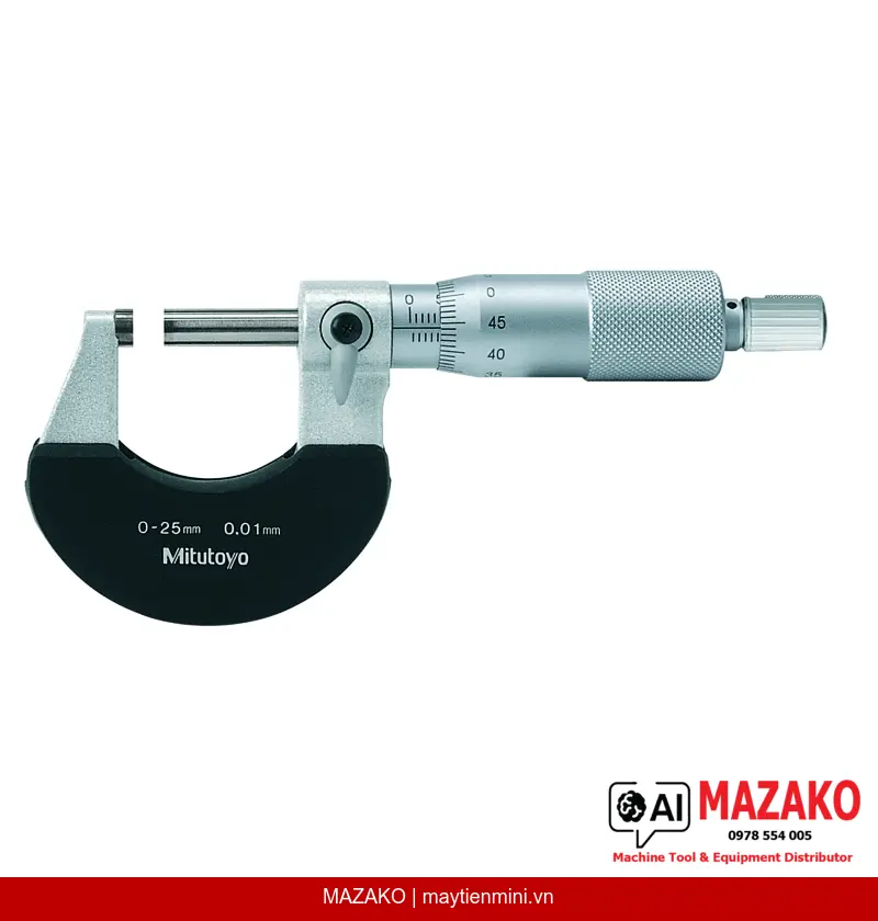 Panme Đo Ngoài Cơ Khí Mitutoyo 102-301 (0-25mm, Tấm Cách Nhiệt)