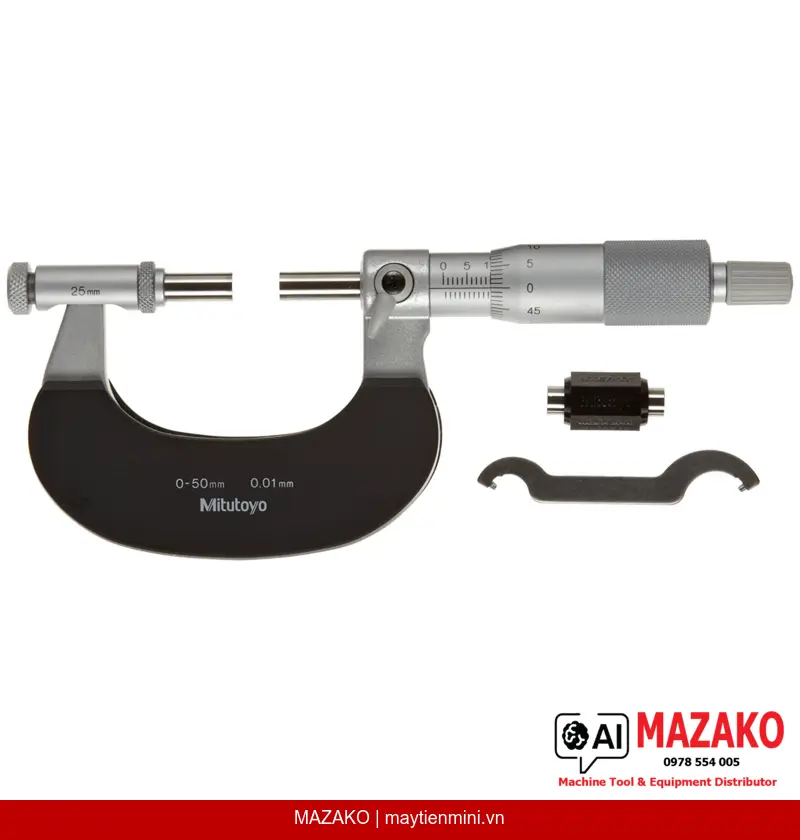 Panme Đo Ngoài Thay Được Đe Mitutoyo 104-171 (0–50 mm)