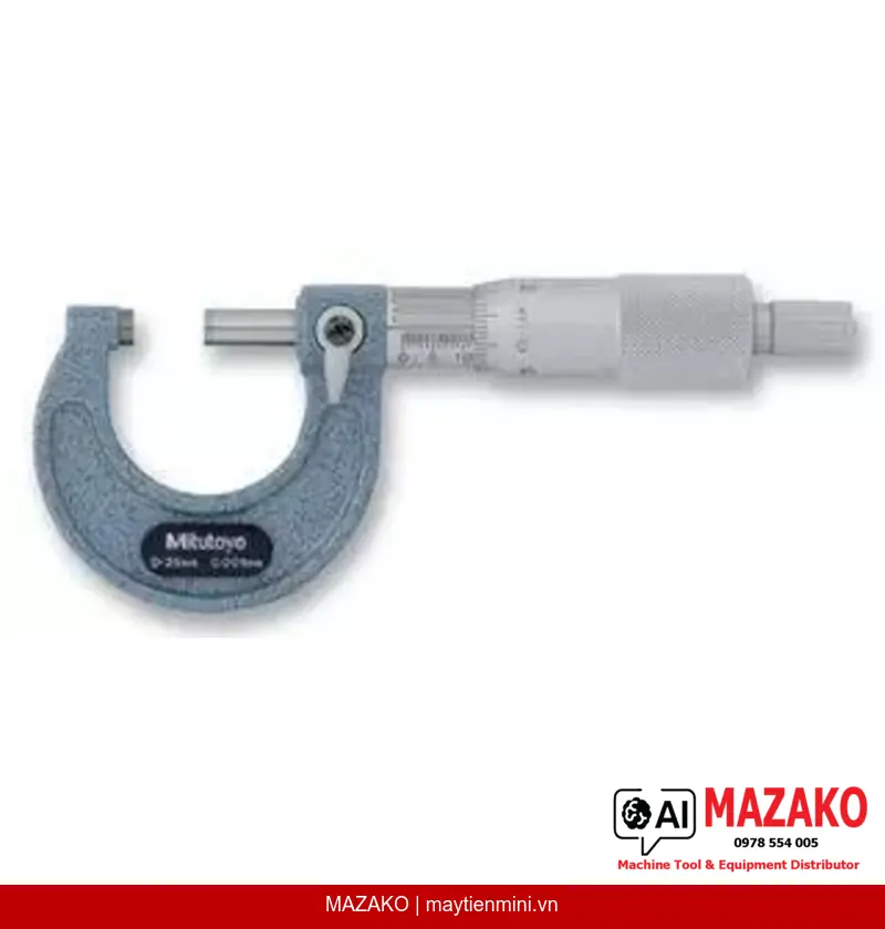 Panme Đo Ngoài Mitutoyo 103-129 (0-25mm, Cơ Khí, Độ Chính Xác ±2µm)