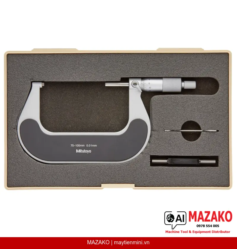 Panme đo ngoài có tấm cách nhiệt Mitutoyo 102-304 (75-100 mm)