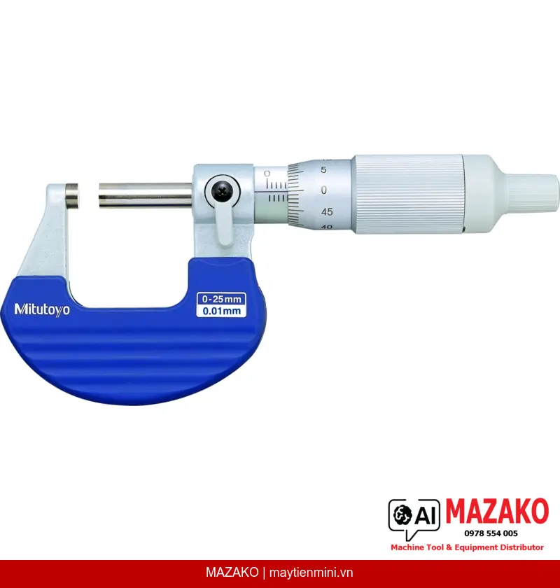 Panme Đo Ngoài Cơ Khí Mitutoyo 102-701 (0-25mm, Núm Xoay Ratchet)