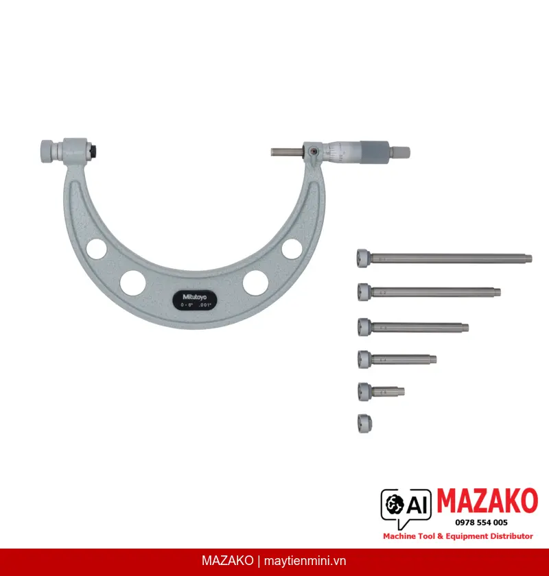 Panme Đo Ngoài Thay Đổi Đe Mitutoyo 104-137 (0–6 inch)