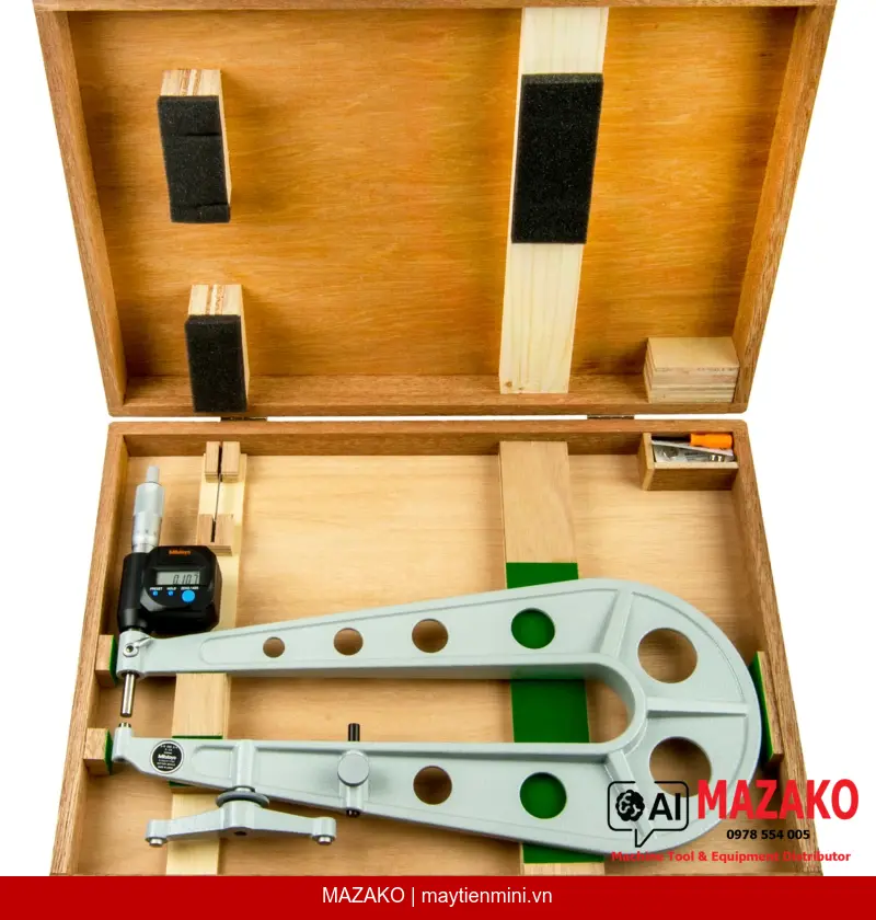 Panme Đo Tấm Kim Loại Kỹ Thuật Số Mitutoyo 389-714 (0-1″, Khung Sâu 305mm)