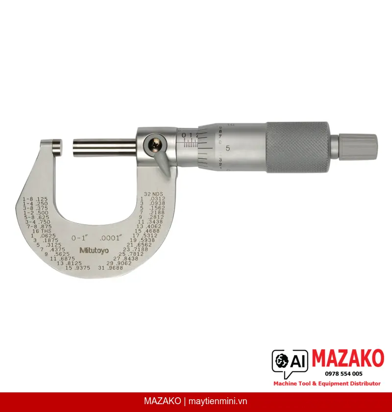 Panme Đo Ngoài Khung Mạ Chrome Mitutoyo 101-113 (0-1″)