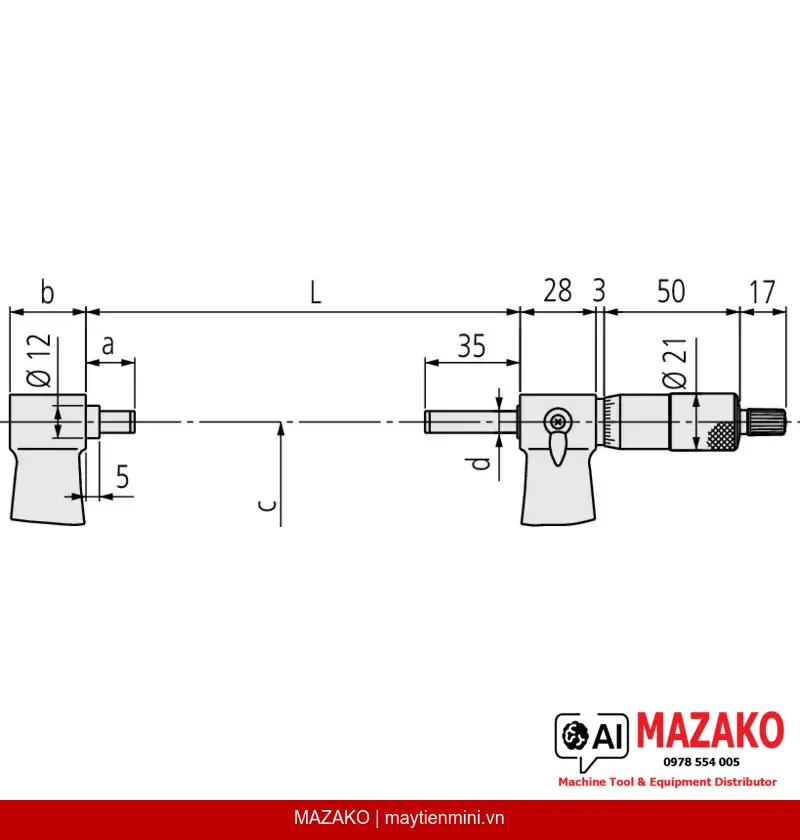 Panme Đo Ngoài Mitutoyo 103-192 (15-16 inch, Cơ Khí)
