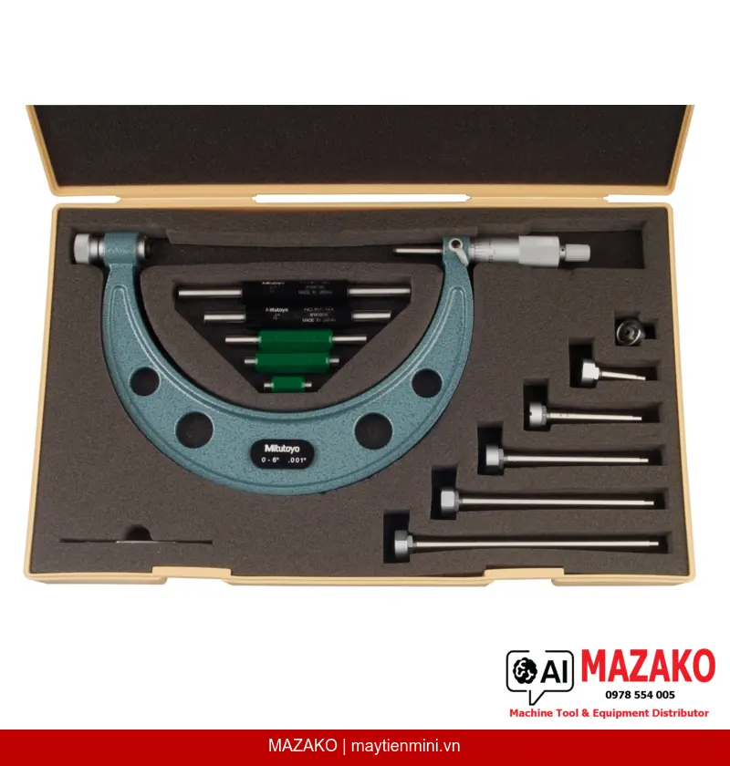 Panme Đo Ngoài Thay Đổi Đe Mitutoyo 104-137 (0–6 inch)