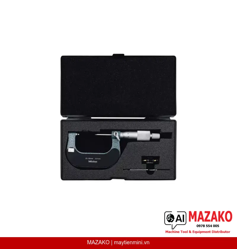 Panme đo ren Mitutoyo 125-107 (25-50mm, cơ khí, đe cố định)