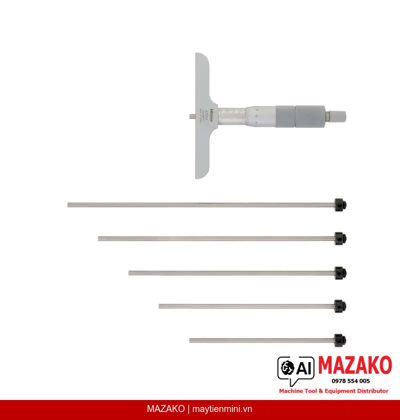 Panme Đo Sâu Mitutoyo 129-116 – Cơ Khí, Phạm Vi 0-150mm, 6 Cần Đo