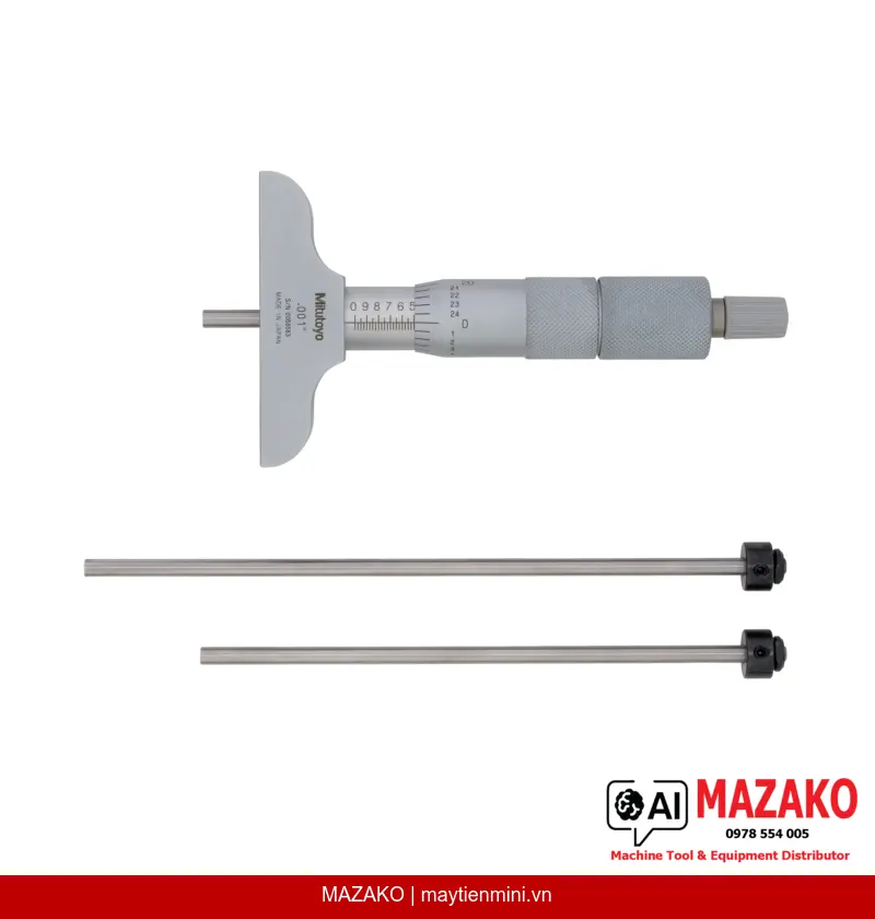 Panme Đo Sâu Mitutoyo 129-126 – Cần Đo Thay Thế, Phạm Vi 0–3\