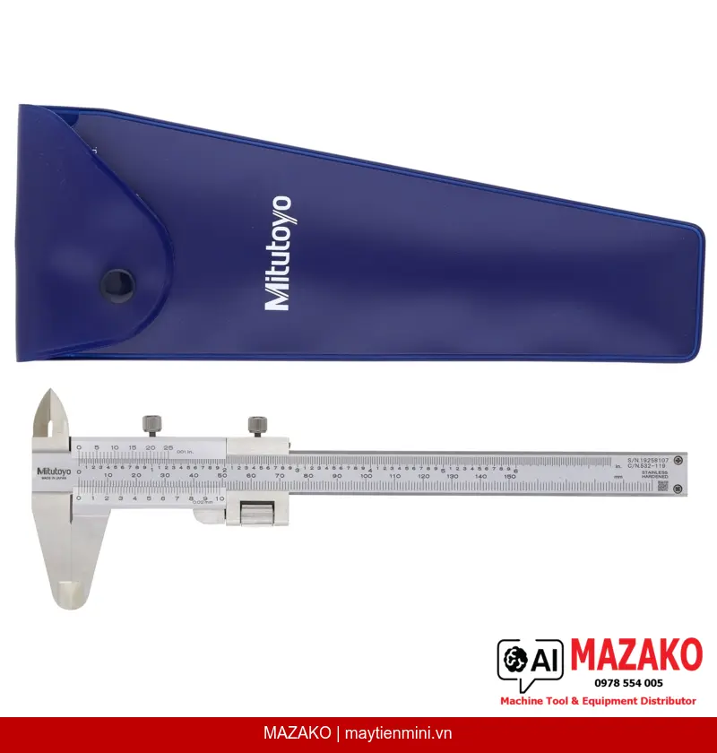 Thước Cặp Vernier Có Núm Chỉnh Tinh Mitutoyo 532-119