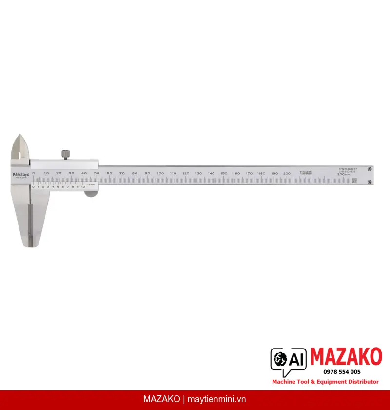 Thước Cặp Cơ Khí Mitutoyo 530-321 Mỏ Hợp Kim Carbide 0-200mm