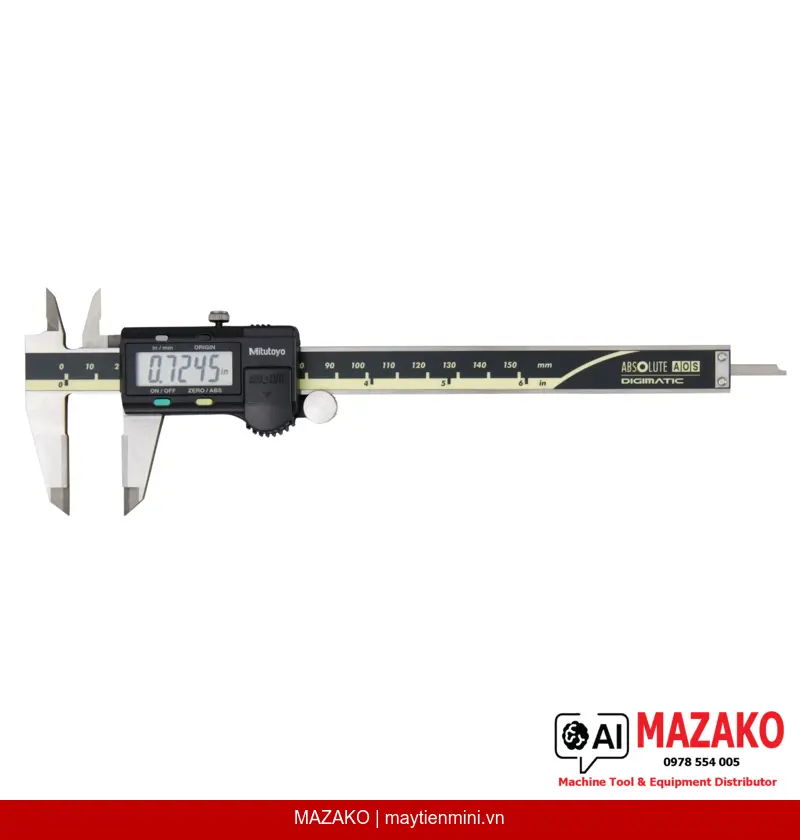Thước Cặp Điện Tử ABS AOS Mitutoyo 500-174-30 Mỏ Cứng Carbide 0-150mm