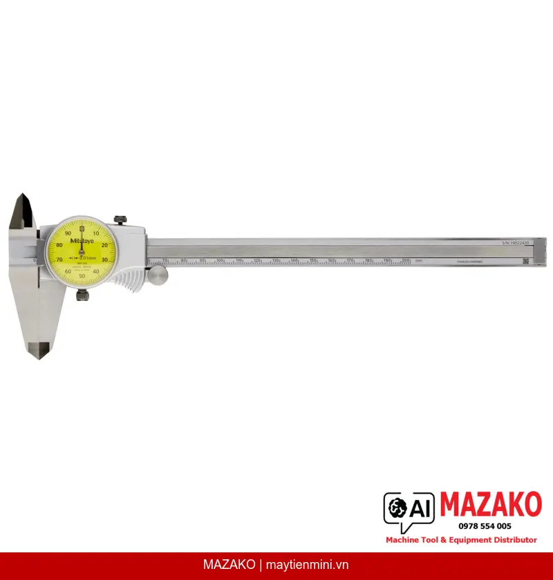 Thước Cặp Đồng Hồ Mitutoyo 505-733 (0-200mm/0.01mm)