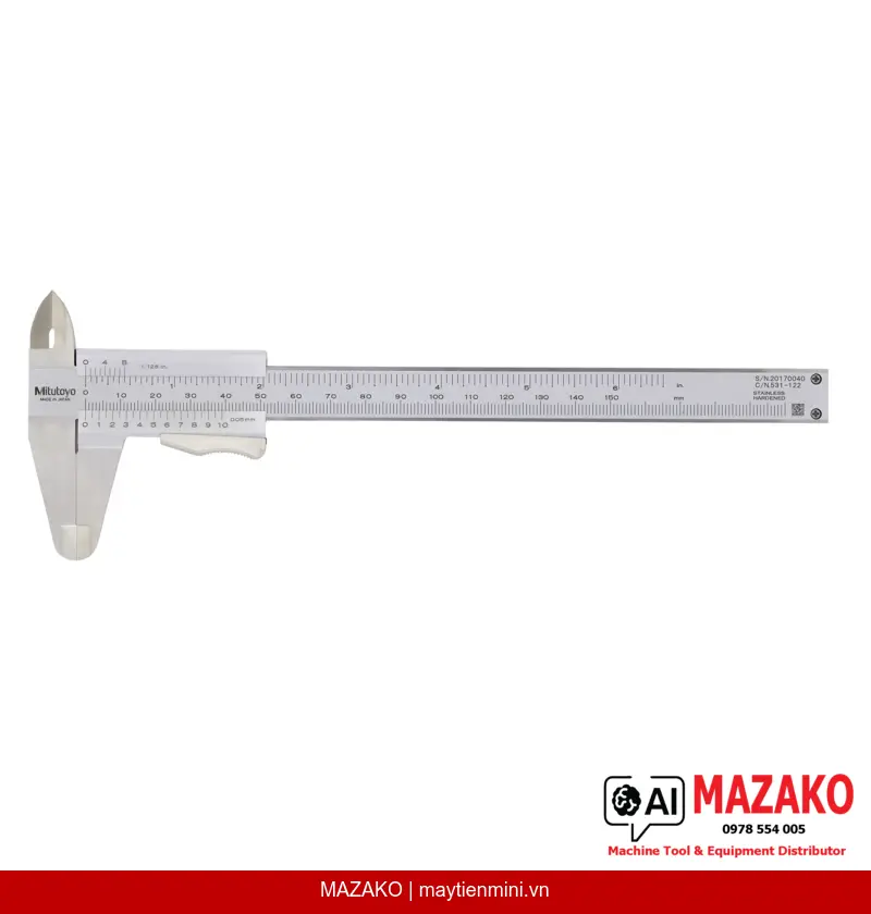 Thước Cặp Cơ Khí Mitutoyo 531-129 Hai Thang Đo Phạm Vi 0-200mm