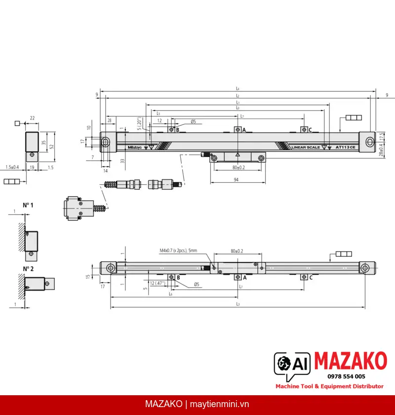 Thước đo tuyến tính Mitutoyo AT113 539-220-40 (Hành trình 1300mm)