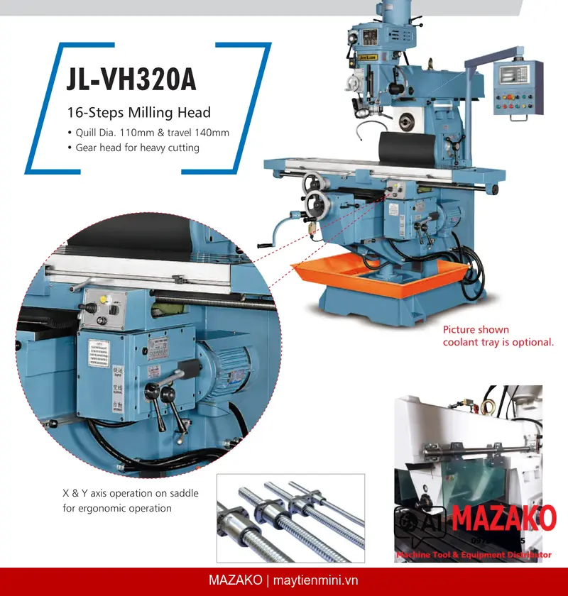 Máy phay đứng ngang vạn năng JEN LIAN JL-VH320A