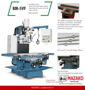 Máy phay giường JEN LIAN BM-5VF Chính Hãng Đài Loan
